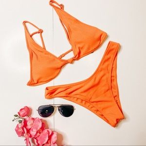Orange ribbed bikini